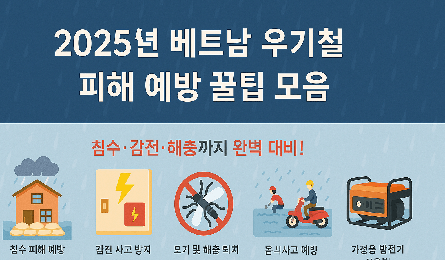 2025년 우기철 피해 예방 꿀팁 모음｜침수·감전·해충까지 완벽 대비!